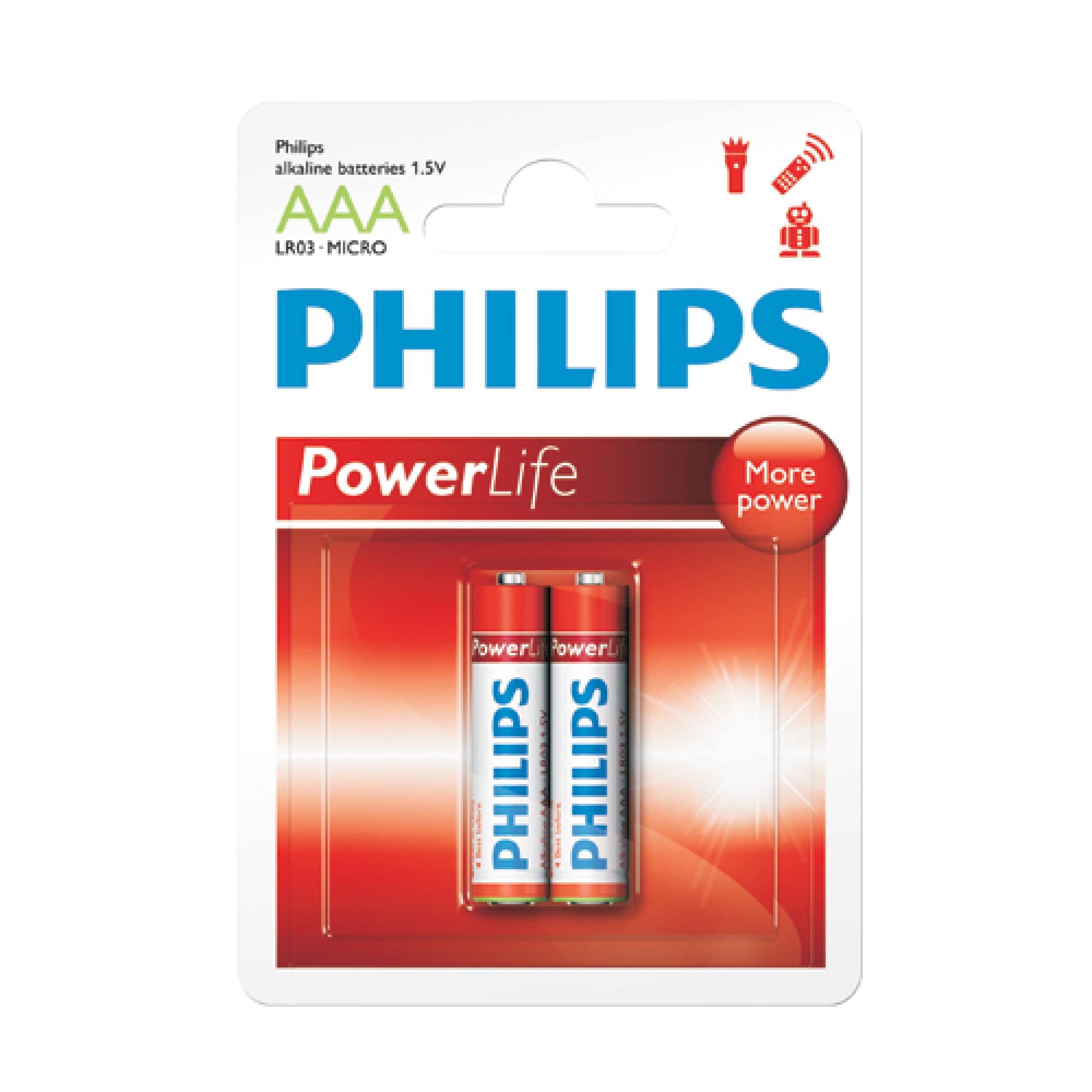 PILHAS ALCALINAS POWER AAA 2UN 1.5V PHILIPS