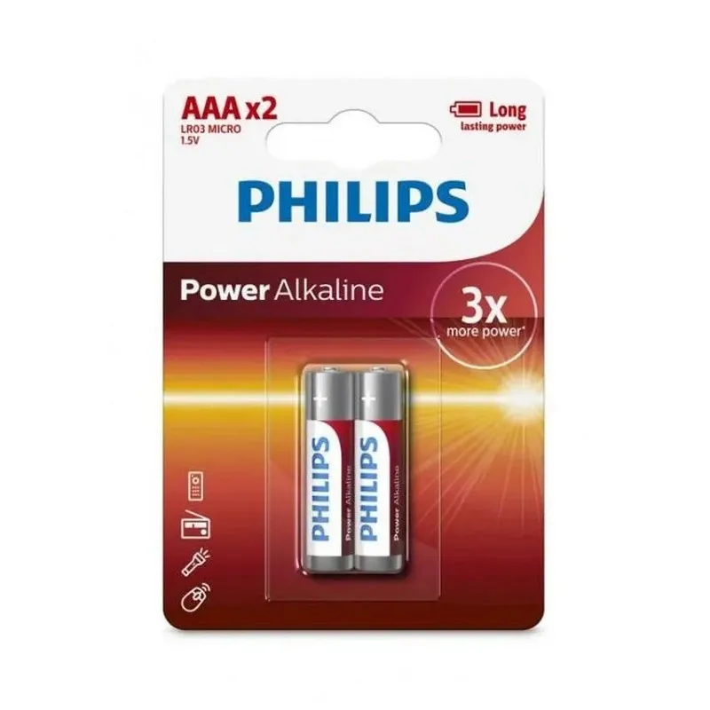 PILHAS ALCALINAS POWER AAA 2UN 1.5V PHILIPS