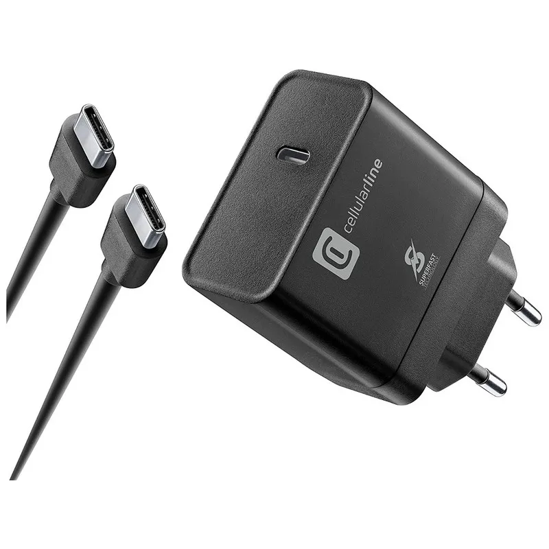 CARREGADOR CARREGAM. RÁPIDO USB-C 45W + CABO USB-C 1M CELLULARLINE